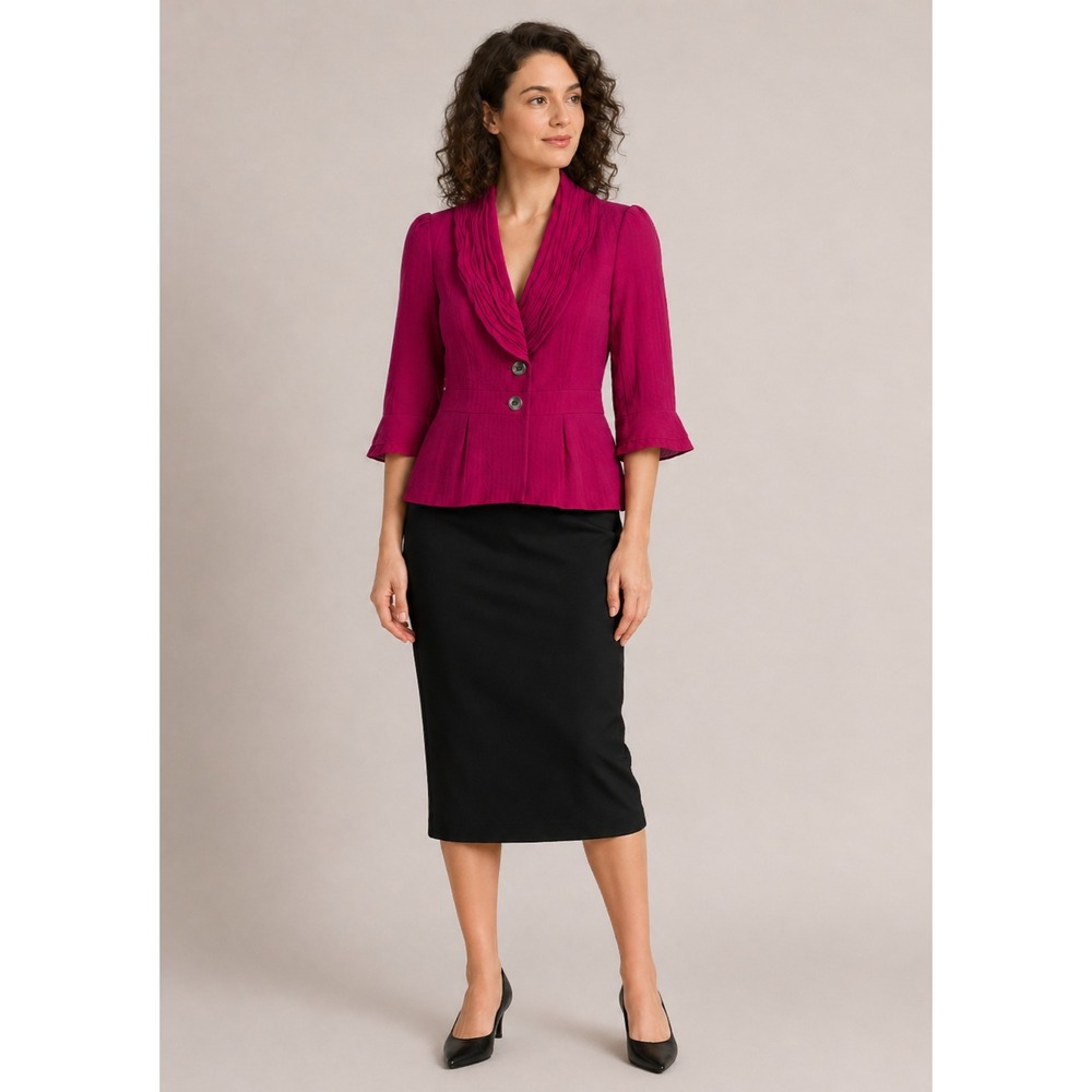 Classiques Entier Blazer Jacket Women XS Pink Silk Blend Sheer Sleeves Old Money